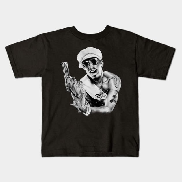 Andre 3000 Black and white Kids T-Shirt by mandibasah88